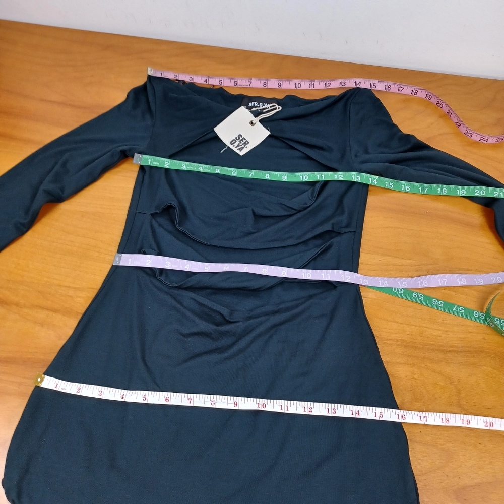 SER.O.YA Women Lotus Midi Dress Size L Black Cutout Twist Jersey Long Sleeve - Picture 9 of 16